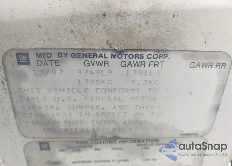 1988 Chevrolet Corvette из США, поврежденный, VIN 1G1YY2184J5108243